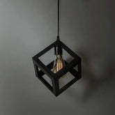Modern-cube-pendant-light-with-exposed-bulb